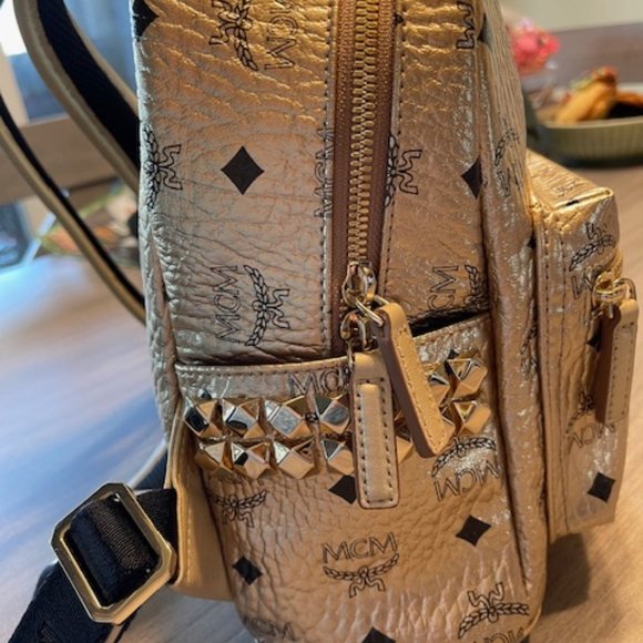 Brand New MCM Mini Backpack w/ receipt champagne rosegold gorgeous